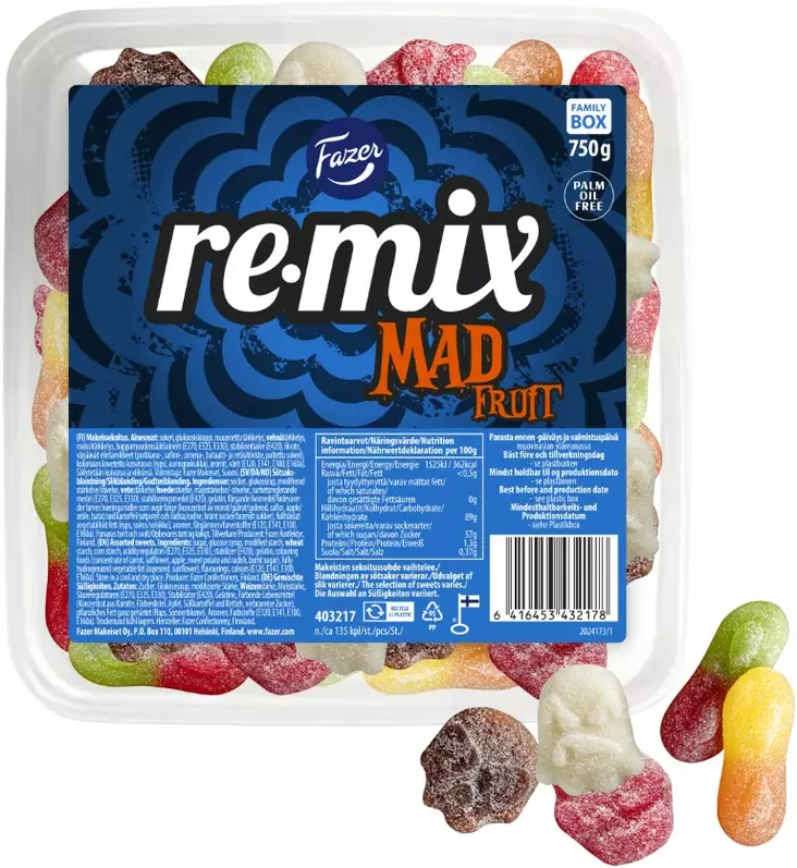 Fazer Re-Mix mad fruit 750g - Karkit - 6416453432178 - 1