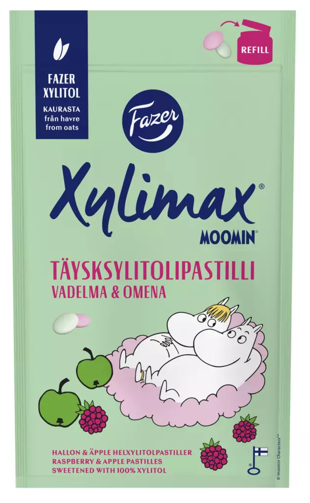 FAZER Xylimax moomin vadelma&omena 85g - Karkit - 6416453113268 - 1
