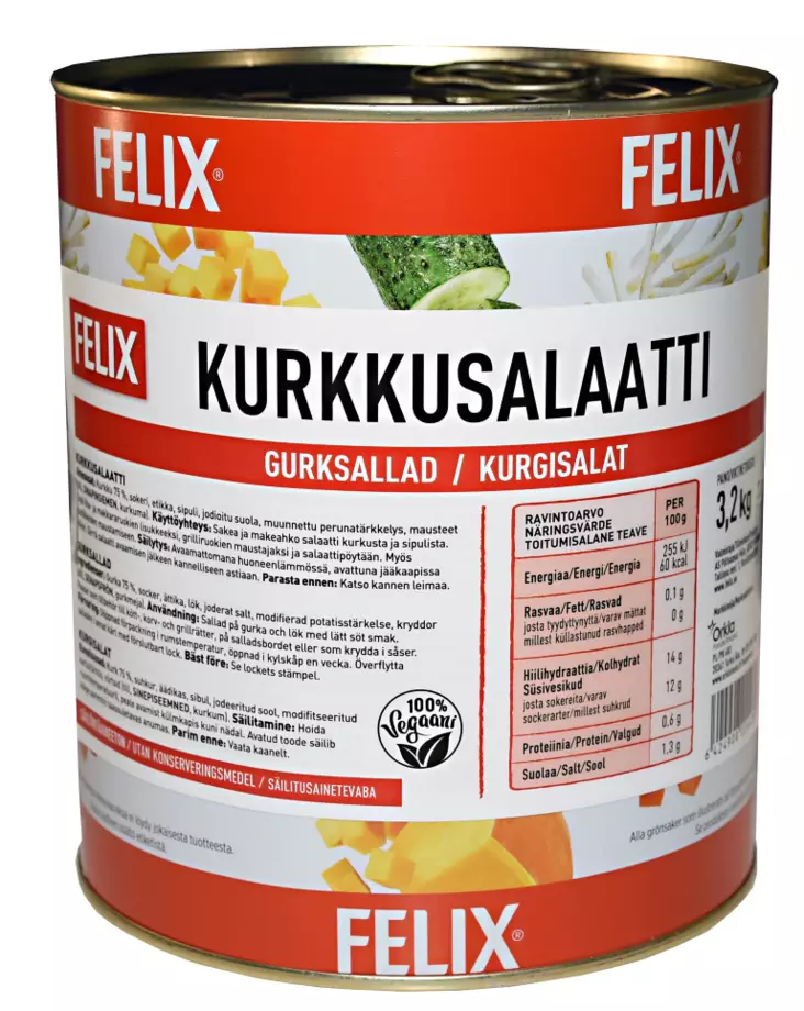 Felix kurkkusalaatti 3,2kg - Säilykkeet, hillot ja marmeladit - 6424908224438 - 1