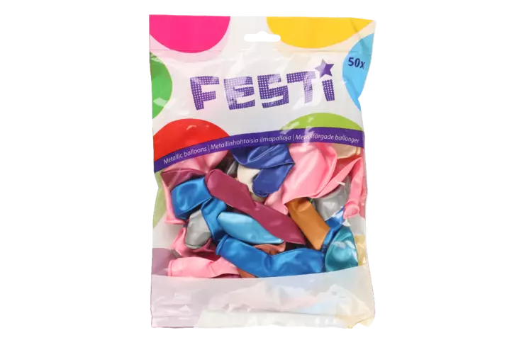 Festi ilmapallo metallinhohto 25cm 50kp - Vappukoristeet - 6410416344058 - 2
