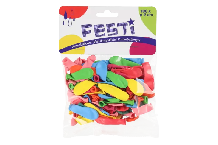 Festi vesi-ilmapallot 9cm 100kpl - Vappukoristeet - 6410416344188 - 3