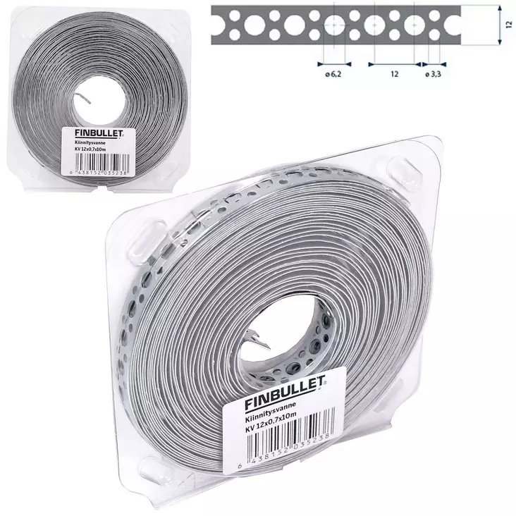 Finbullet Kiinnitysvanne 12mm x 0,7mm x 10m - Muut kiinnitystarvikkeet ja lajitelmat - 6438152035238 - 1