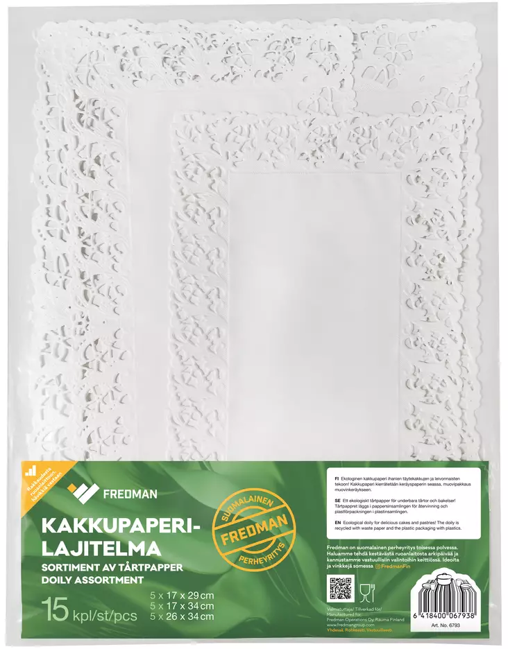 Fredman kakkupaperilajitelma suorakaide - Leivontavuoat ja kakkupaperit - 6418400067938 - 1