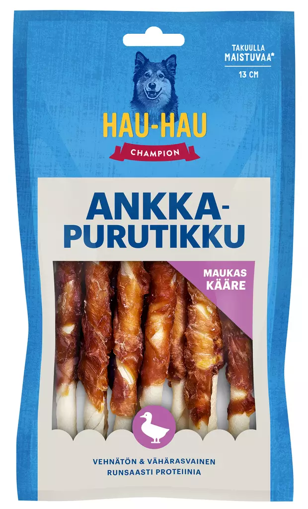 Hau-Hau Champion puruluut purutikku 11kpl 100g ankka - Koiran luut - 6430056881058 - 1