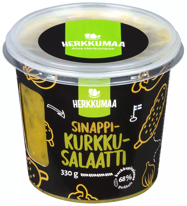 Herkkumaa sinappikurkkusalaatti 330g - Kissan lelut - 6410840056008 - 1