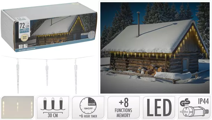 Jääpuikko led-valosarja 72led - Jouluvalot - 8719987651328 - 1