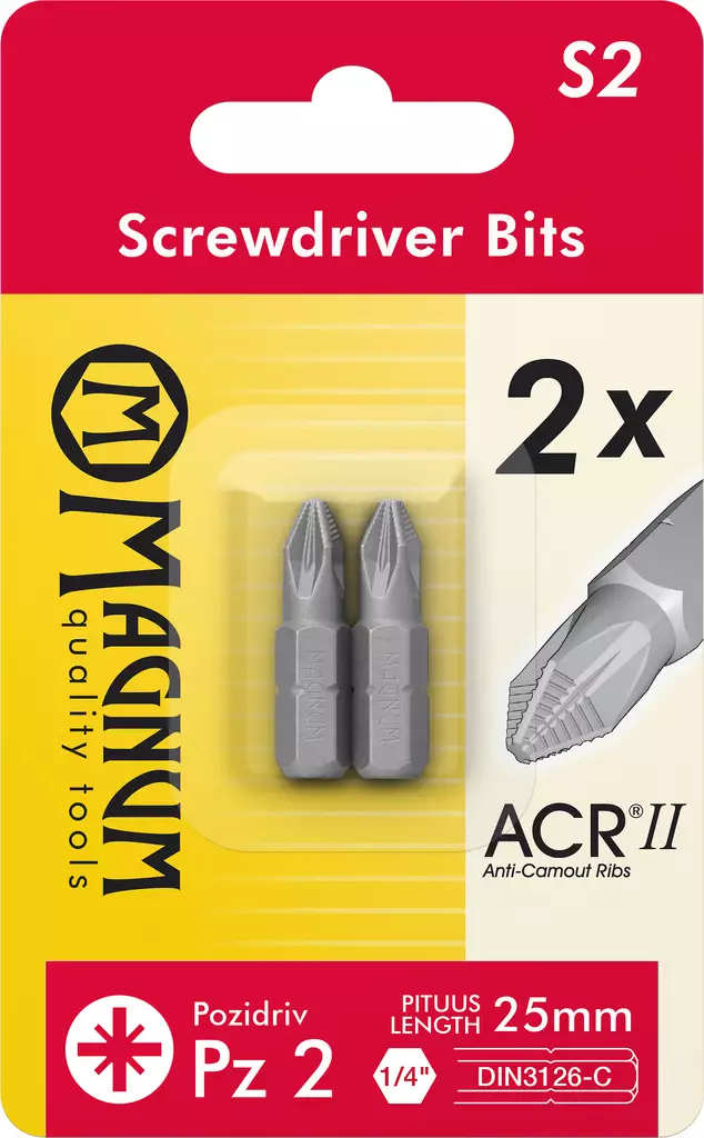 Kärki ACR2 2kpl Pz2 25mm - Ruuvauskärjet - 6418868173028 - 1