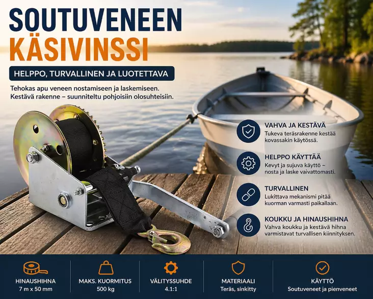 Käsivinssi liinalla 540KG - Veneilytarvikkeet - 6438159041478 - 1
