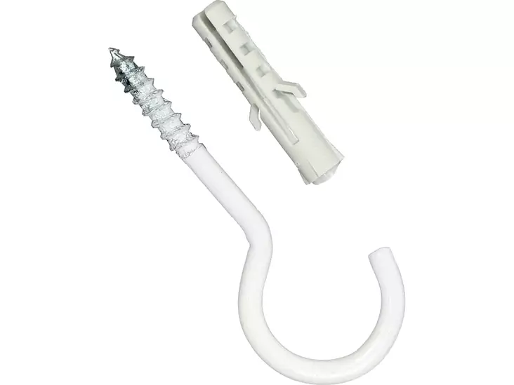 Kattokoukku 50mm valkoinen propulla 2kpl - Koukut ja naulakot - 6414671054608 - 1