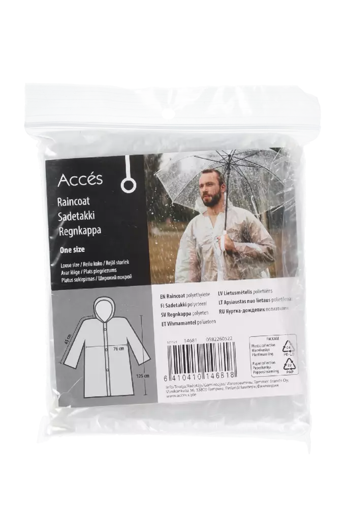 Kertakäyttösadetakki miesten - Miesten ulkoiluvaatteet - 6410410146818 - 2