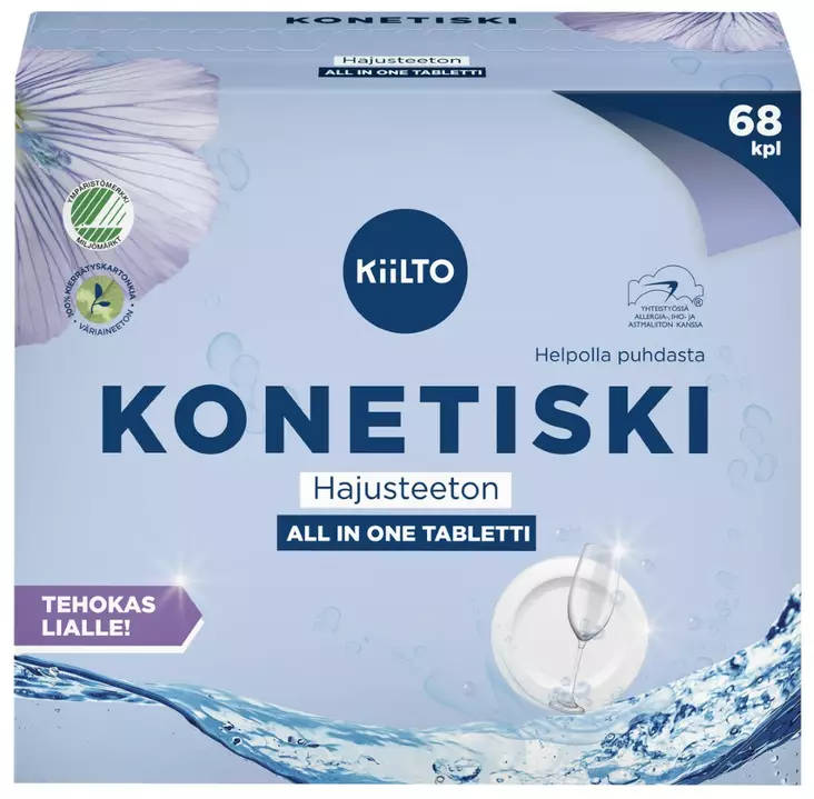 Kiilto konetiskitabletti 68kpl hajusteeton - Astianpesuaineet - 6417964579048 - 1