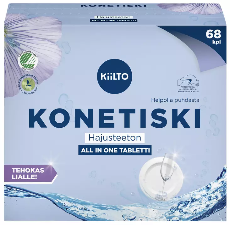 Kiilto konetiskitabletti 68kpl hajusteeton - Astianpesuaineet - 6417964579048 - 1