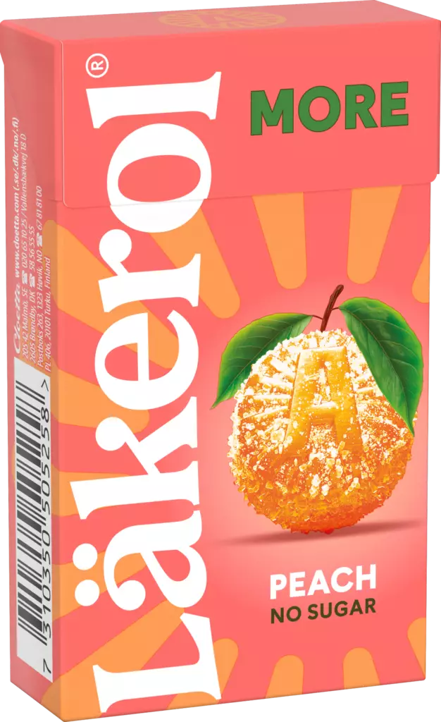 Läkerol more peach no sugar - Karkit - 7310350505258 - 1