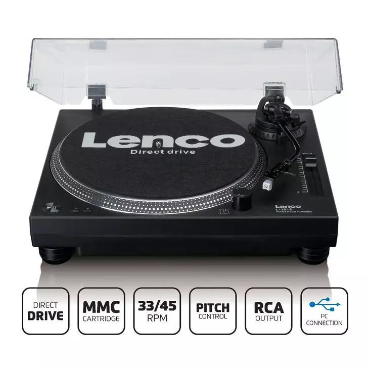 Levysoitin lenco asema usb/pc-koodauksella musta - Radiot, soittimet ja radiopuhelimet - 8711902069058 - 1