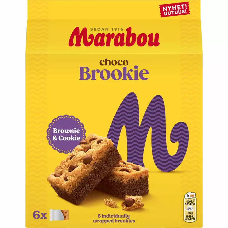 Marabou choco Brookie 6kpl/pkt 132g - Kissat - 7622202029738 - 1
