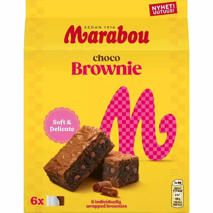Marabou choco Brownie 6kpl/pkt 150g - Kissat - 7622202029998 - 1