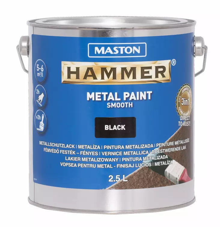 Maston Hammer Sileä Musta 2,5L - Metallimaalit - 6412490012168 - 2