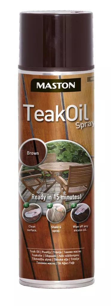 Maston Teak Oil spray ruskea 500 ml - Puunsuojat ja petsit - 6412490005658 - 2