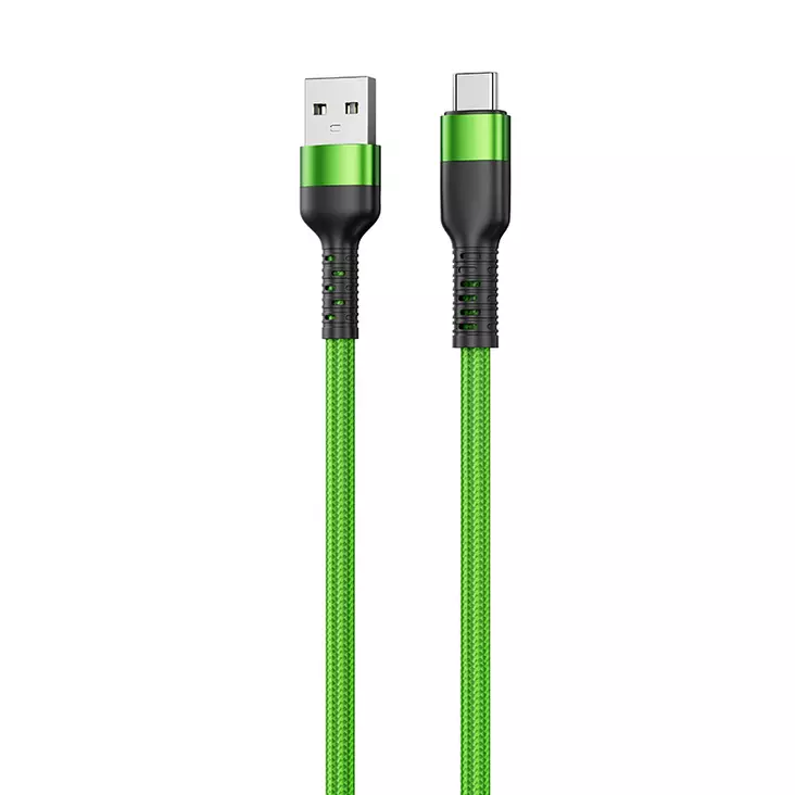 Punottu kaapeli USB-A -> USB-C, 60W, 10 Gbps, 2m, limevihreä - Puhelintarvikkeet ja laturit - 6430076525208 - 1