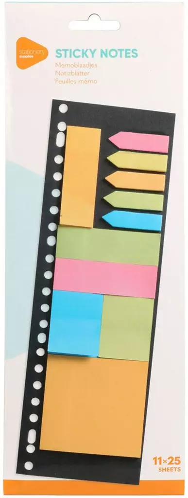 Muistilappu-setti 11x25 kpl - Vihkot, lehtiöt, muistikirjat - 8720573581998 - 1