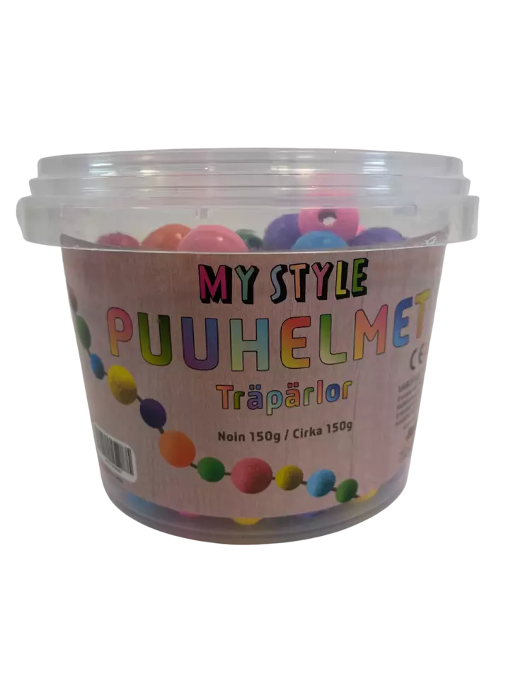 Mystyle värilliset puuhelmet ämpärissä - Askarteluhelmet - 6416570046968 - 1