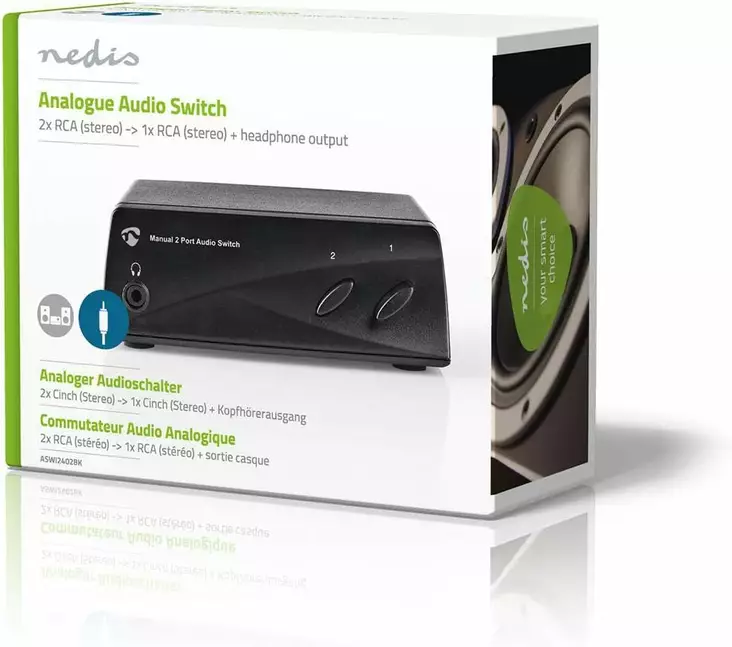 Nedis analoginen audiokytkin 2X - Audiokaapelit - 5412810310708 - 1