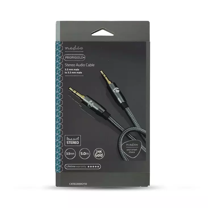 Nedis stereoäänikaapeli 3,5mm-3,5mm 5m - Audiokaapelit - 5412810318988 - 1