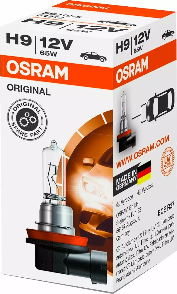 Osram H9 Original 65w - Halogen ajovalot ja polttimot - 4050300524368 - 1
