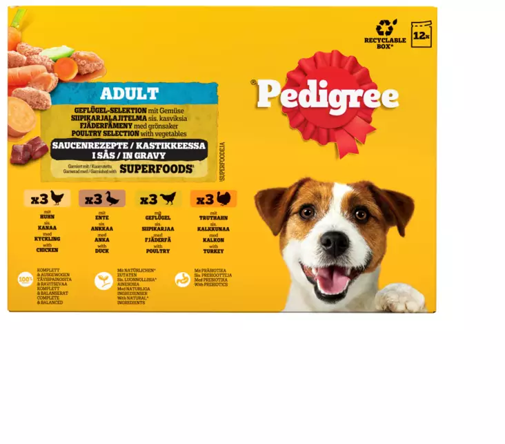 Pedigree Adult Siipikarja laj. 12x100g - Koiran märkäruoat - 5900951320408 - 1