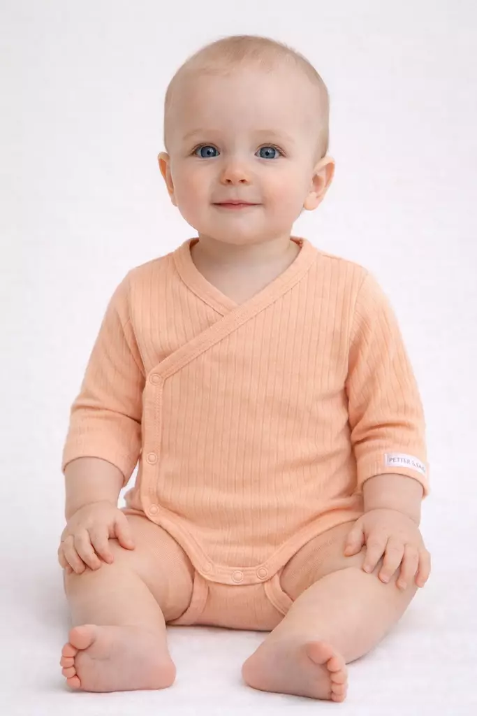 Petter&Kajsa Body 74/80 Apricot - Vauvanvaatteet - 7312591089498 - 1