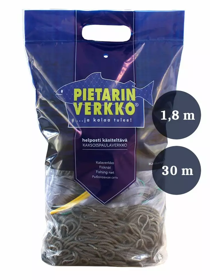 Pietarin kaksoispaula kalverkko 43mm 1.8m 0.15mm 30m - Kalaverkot ja verkkotarvikkeet - 6418252343358 - 1