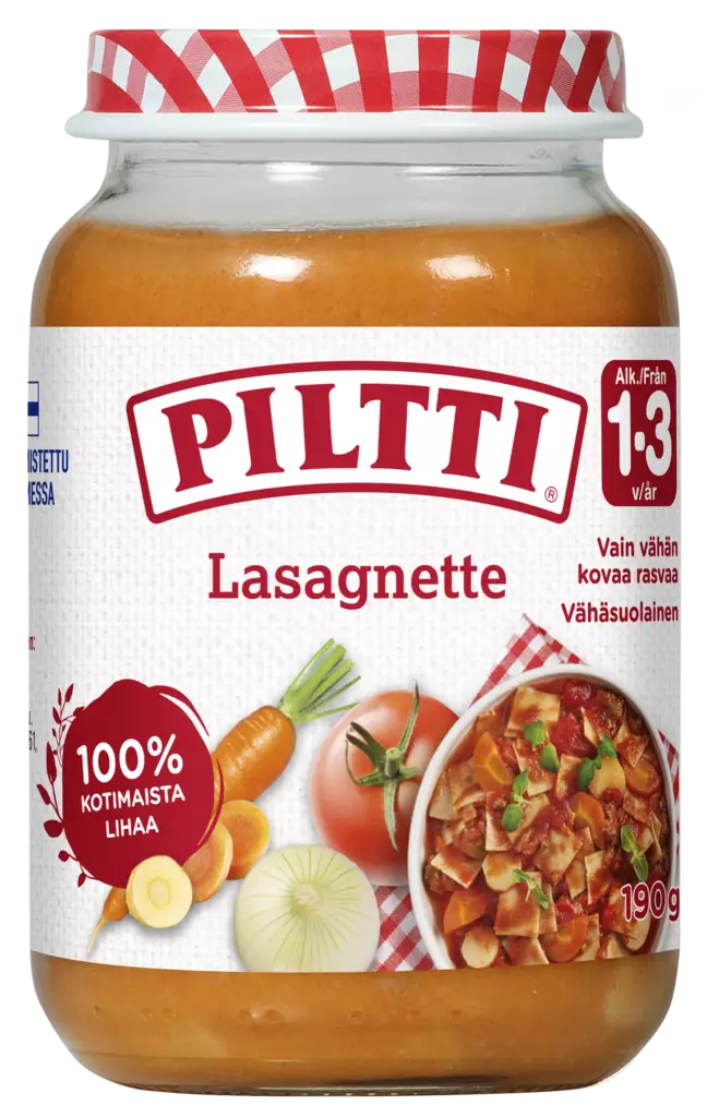 Piltti Lasagnette 190g 1-3vuotta - Lasten ruoka ja juoma - 6417900848108 - 1
