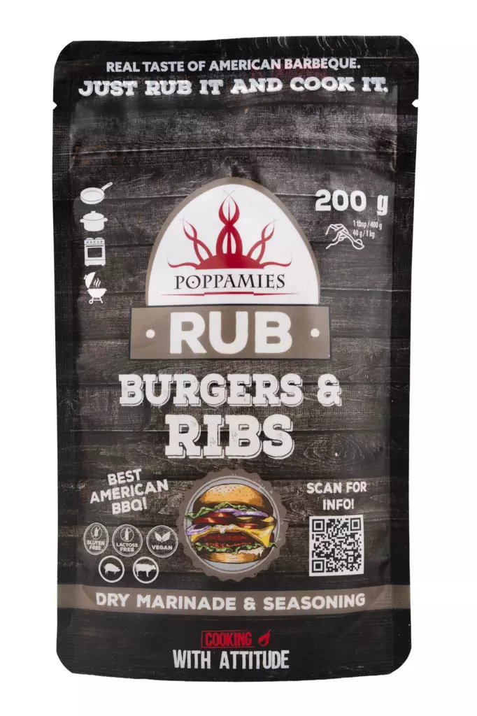 Poppamies burgers&ribs rub 200g - Majoneesit,maustekastikkeet ja tahnat - 6430034017158 - 1