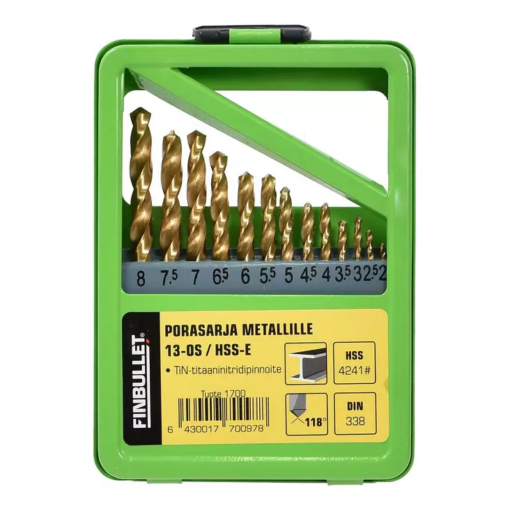 Porasarja metallille 13-osaa 2-8mm - Metalliporanterät - 6430017700978 - 1