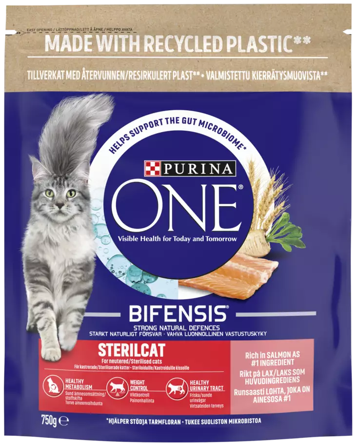 Purina One Sterilcat lohta/vehnää 750g - Kissan kuivaruoat - 8445290014368 - 1