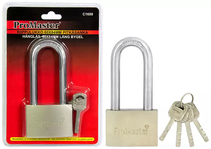 Riippulukko pitkä 60 x 84mm - Lukot,lukitus ja nivelsalvat - 6420286816098 - 1