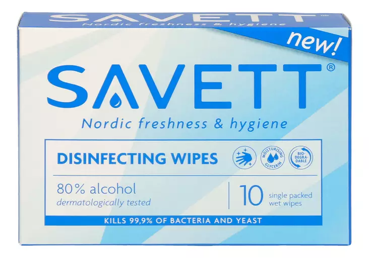 Savett Disinfecting kosteuspyyhe 10kpl - Suihkugeelit- ja saippuat - 7046110054758 - 1