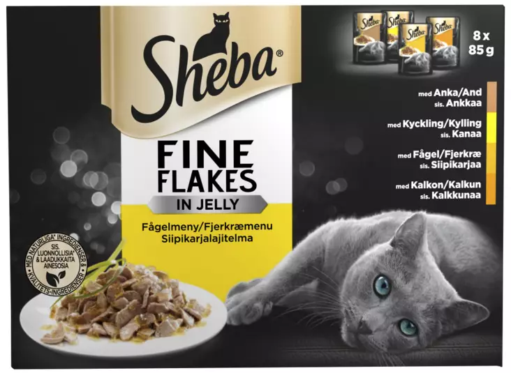 Sheba Fine Flakes siipikarjalaj. 8x85g - Kissan märkäruoat - 4008429066108 - 1