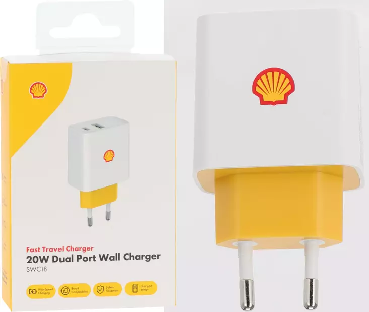 Shell verkkovirtalaturi USB-A/USB-C - Puhelintarvikkeet ja laturit - 8721037114868 - 1