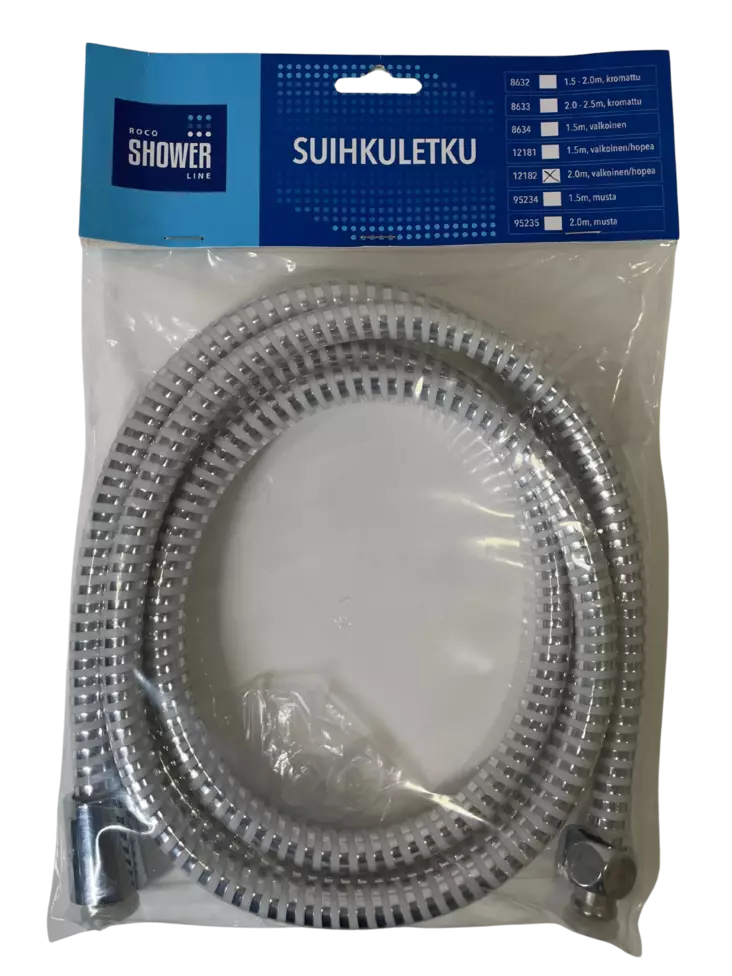 Suihkuletku valkoinen/hopea 2m - Suihkuletkut - 6438159121828 - 1