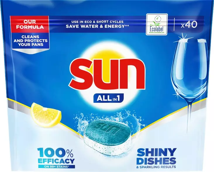 Sun Lemon Konetiskitabletti All-in-1 40k - Astianpesuaineet - 8720181495038 - 1