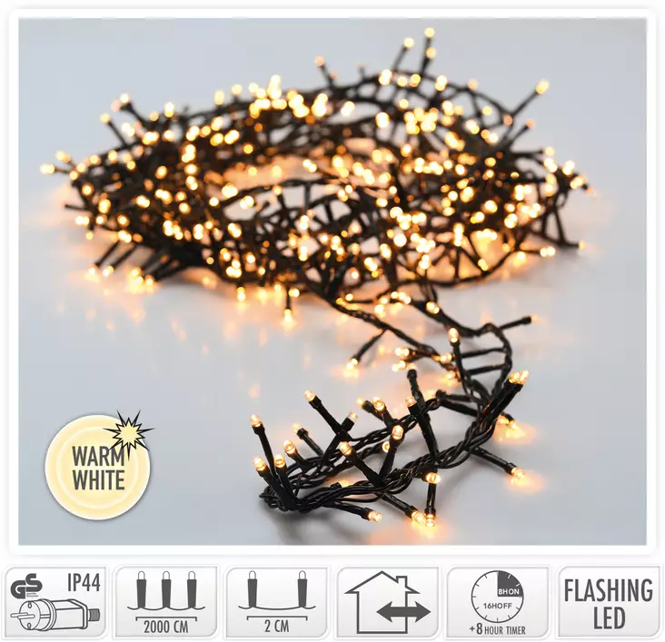 Valosarja 1000 LED, lämmin valkoinen, IP44 - Jouluvalot - 8721037682268 - 1