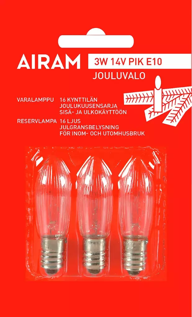 Varalamppu Airam 16 kynttiläsarjaan 3W 14V - Koristelamput - 6435200000958 - 1