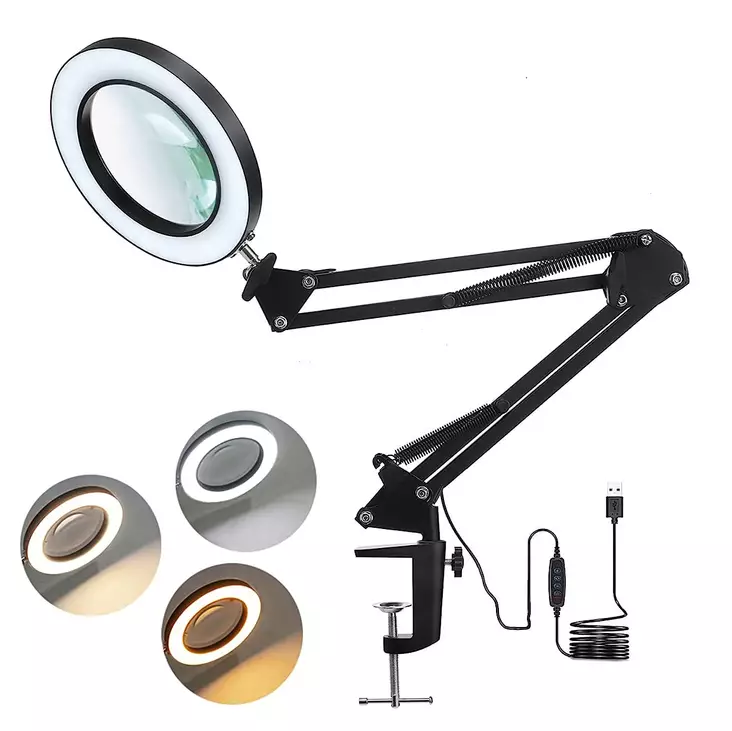 Vatti suurennuslasivalaisin led usb musta - Pöytävalaisimet - 6438168121048 - 1