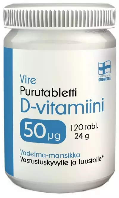 Vire D3-vitamiini 50 µg Mansikka-Vadelma - Vitamiinit ja mineraalit - 6430067845018 - 1