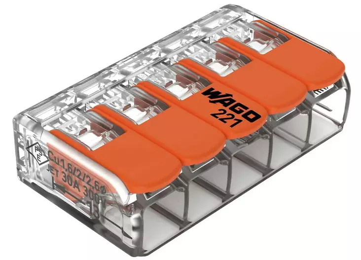 Wago 5-Nap vipuliitin 6mm² 6kpl - Johtoliittimet - 4066966001778 - 1