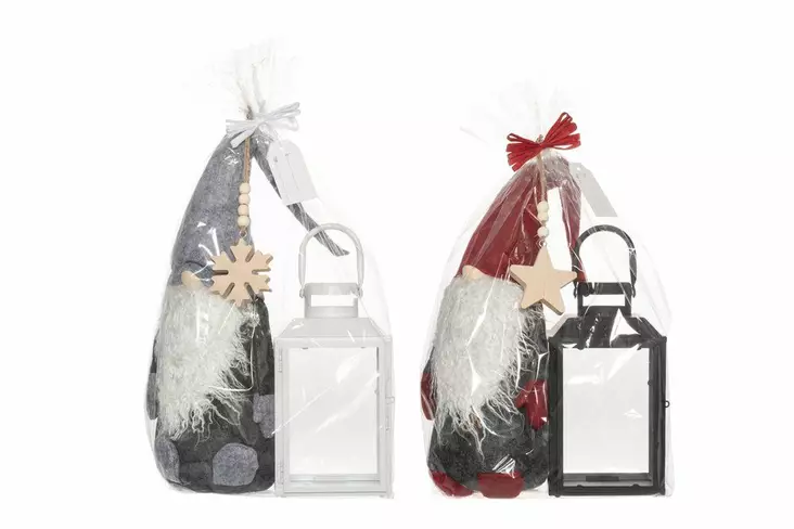 Winteria lahjapakkaus lyhty ja tonttu - Ulko- ja sisälyhdyt - 6410416309378 - 2