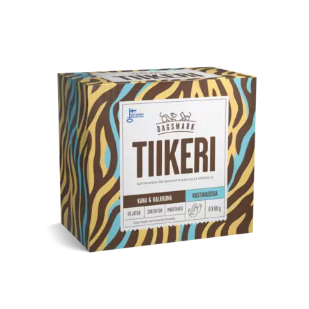 Dagsmark tiikeri kotimainen kissan täysravinto 8x80g kanaa ja kalkkunaa kastikkeessa - Kissan märkäruoat - 6430066383429 - 2