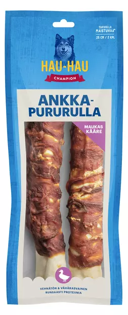 Hau-Hau Champion puruluut pururulla 2kpl 220g ankka - Koiran luut - 6430056886619 - 1
