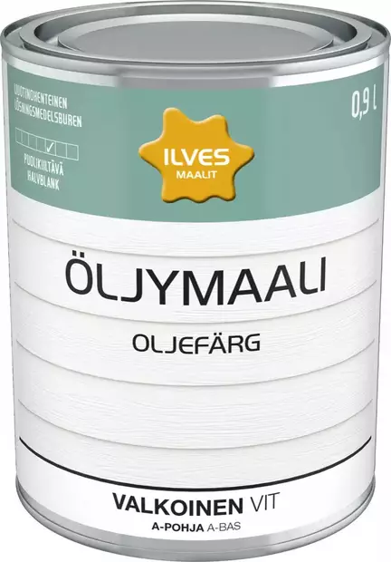 Ilves Öljymaali valkoinen 0,9L - Talomaalit - 6430026950289 - 1